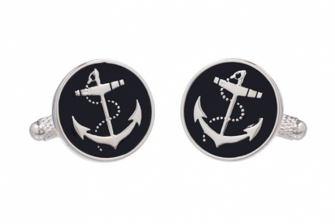 Anchor Cufflinks on Black Background